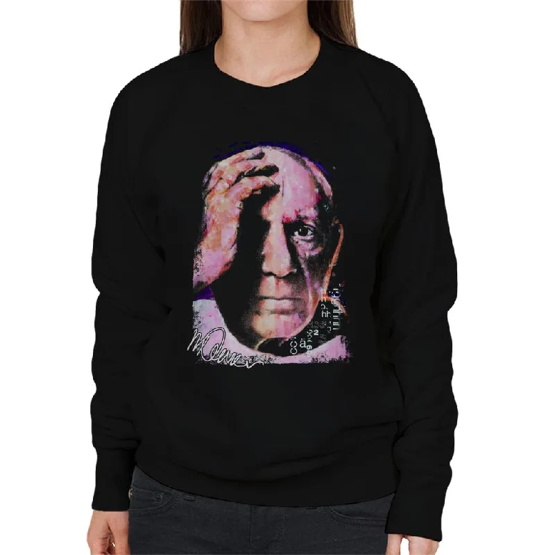 Sidney Maurer Original Portrait Of Pablo Picasso Close Up Women's Sweatshirt Hoodie with Toggle Buttons Decorative Unique