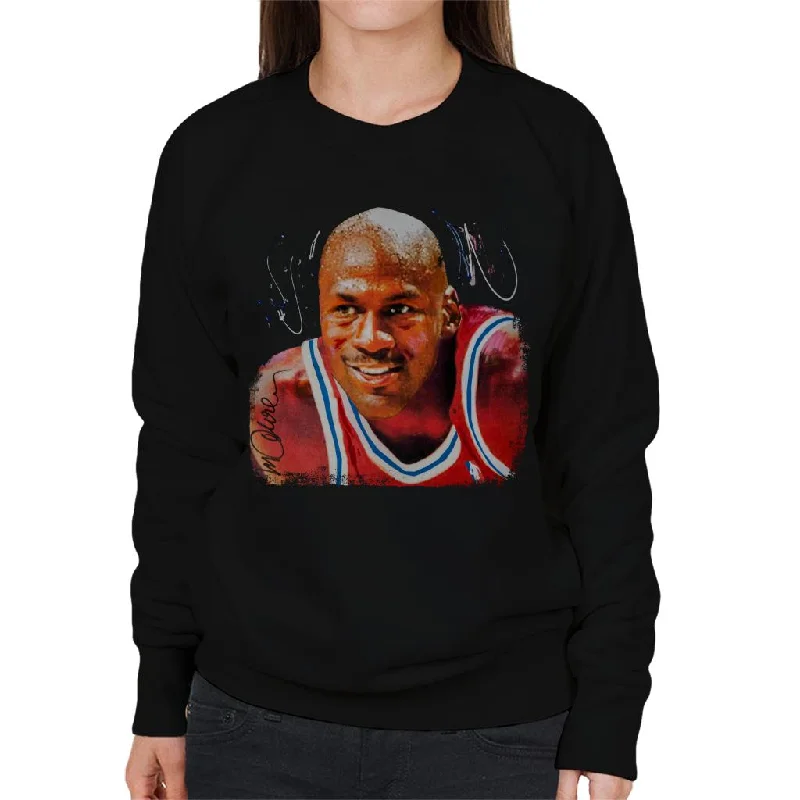 Sidney Maurer Original Portrait Of Michael Jordan Chicago Bulls Women's Sweatshirt Hoodie with Cuffed Sleeves Snug Secure