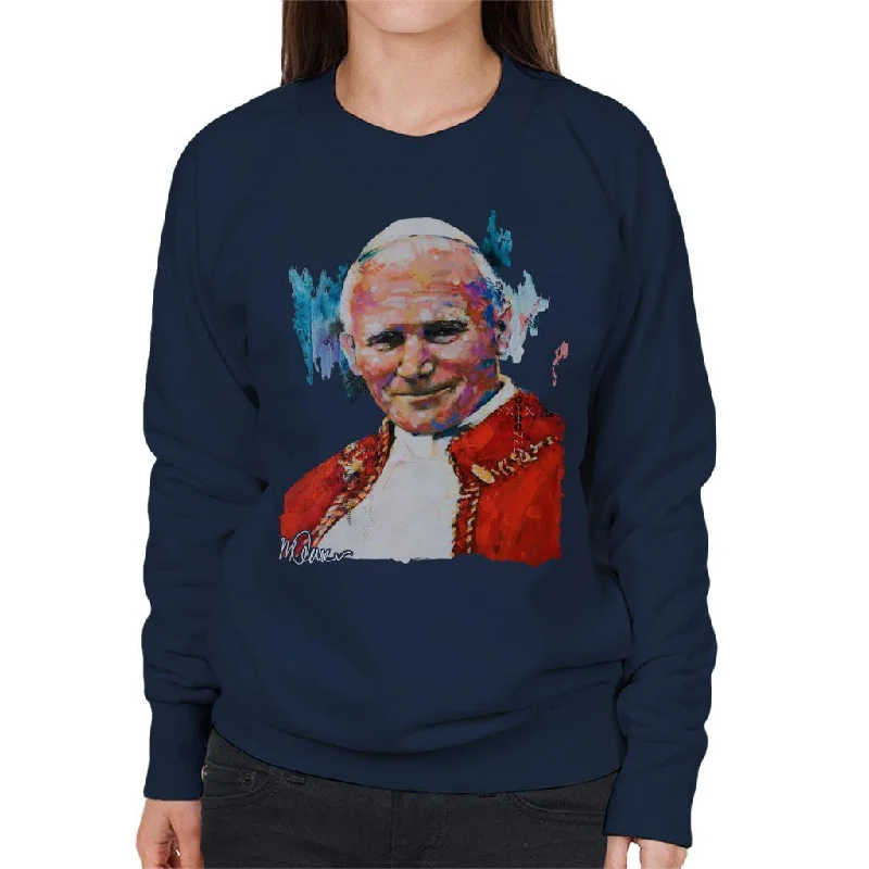 Sidney Maurer Original Portrait Of Pope John Paul II Women's Sweatshirt Hoodie with Slim Fit Tailored Modern