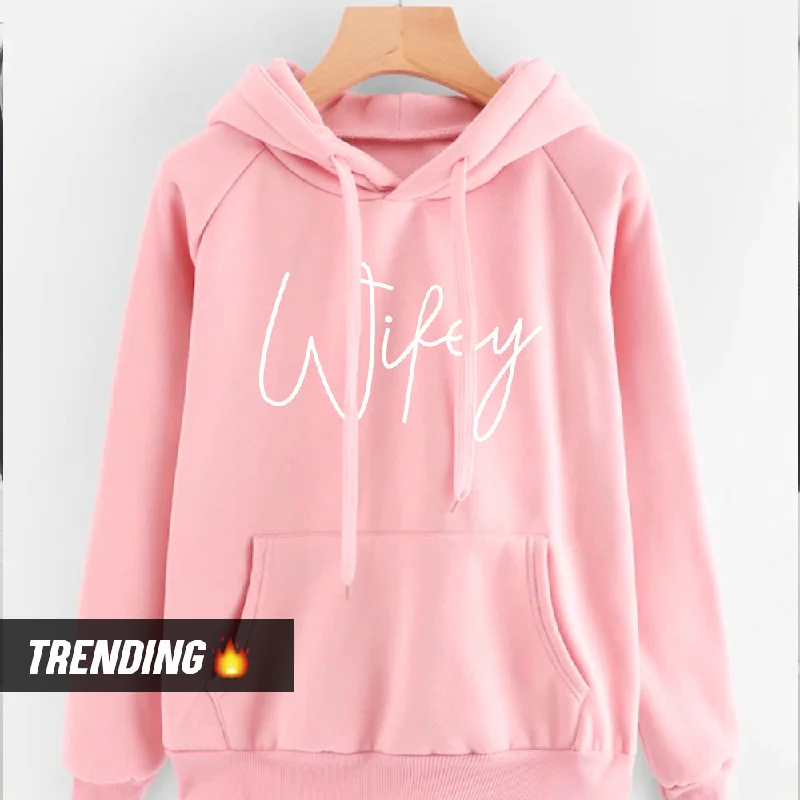 Wifey Script Hoodie (MRK X) Hoodie with Mesh Breathable Sporty