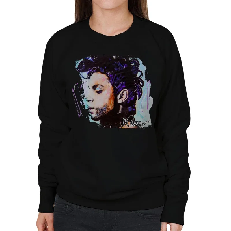 Sidney Maurer Original Portrait Of Prince Side Profile Women's Sweatshirt Hoodie with Tied Waist Feminine Flattering