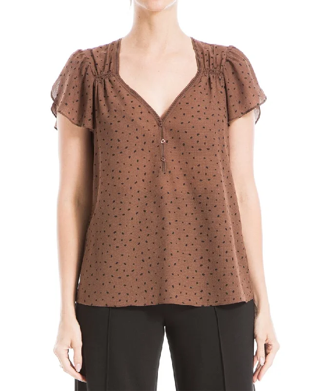 Max Studio Sweetheart Neck Blouse Double Button Blouse