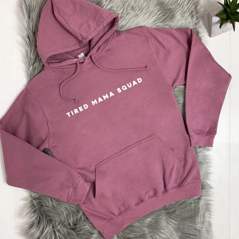 Tired Mama Squad Basic Hoodie (MRK X) Hoodie with Camouflage Military Edgy