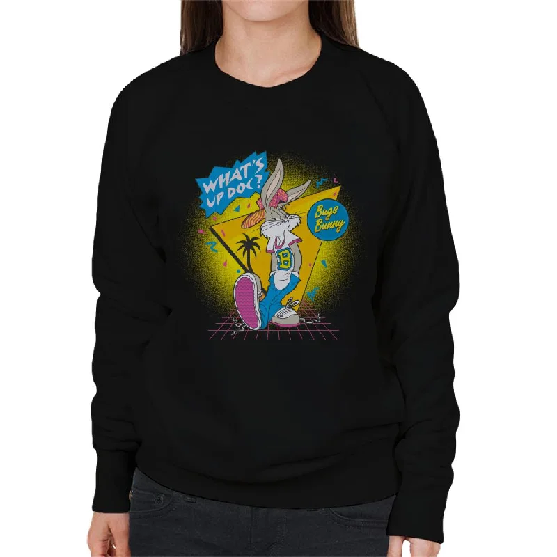 Looney Tunes Retrowave Bugs Bunny Women's Sweatshirt Hoodie with V-Neck Classic Versatile