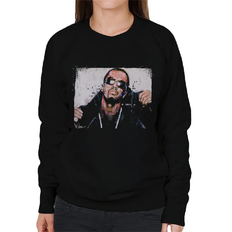 Sidney Maurer Original Portrait Of P Diddy Women's Sweatshirt Hoodie with Mock Neck Collared Structured