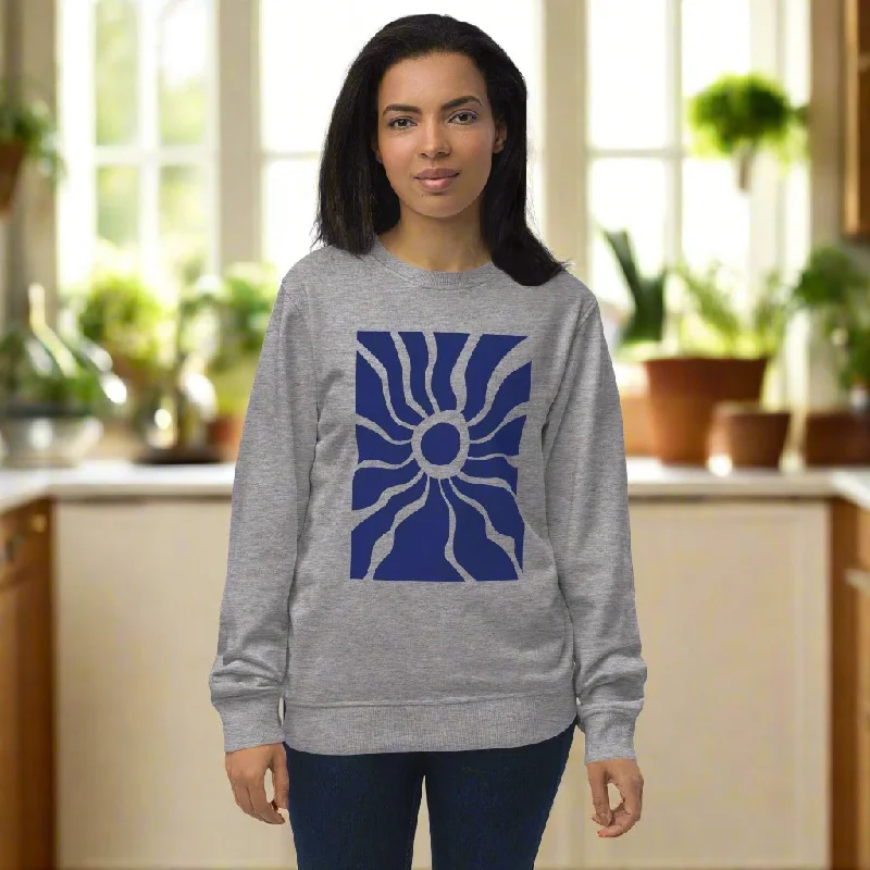 Abstract Sun Graphic Women Organic Sweatshirt Hoodie with Pastel Soft Subtle