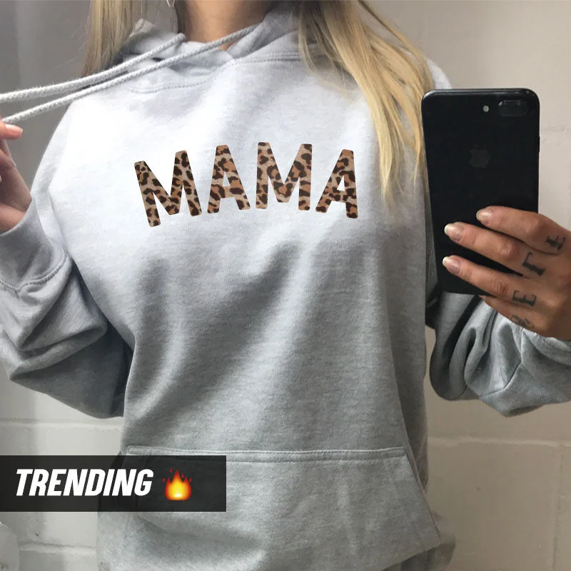 Mama Leopard Hoodie 00 (MRK X) Hoodie with Turtle Neck Cozy Winter