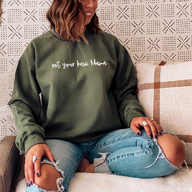 Not Your Basic Mama Sweatshirt (MRK X) Hoodie with Ribbed Neckline Snug Warm