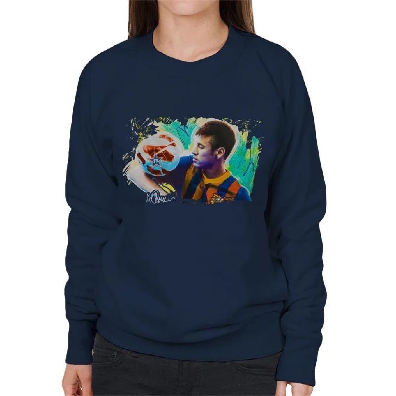 Sidney Maurer Original Portrait Of Neymar Barcelona Women's Sweatshirt Cotton Hoodie Fleece Lining Warmth