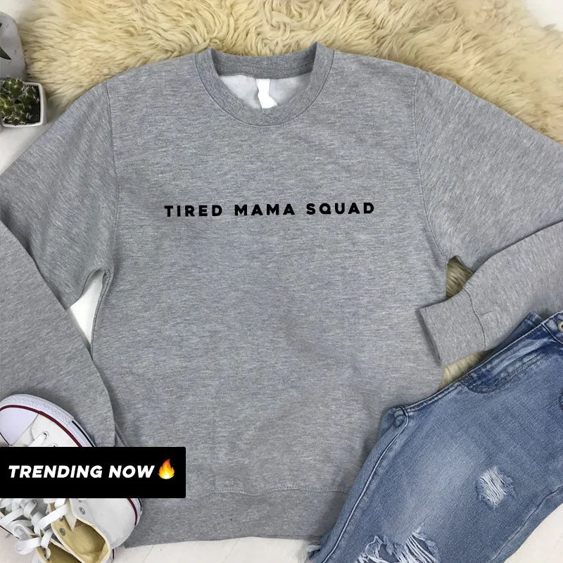 Tired Mama Squad Basic Sweatshirt (MRK X) Hoodie with Half-Zip Sporty Casual