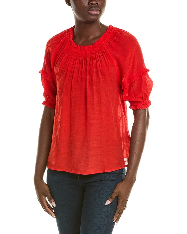 Nanette Nanette Lepore Ruffle Trim Blouse Short Sleeve Blouse