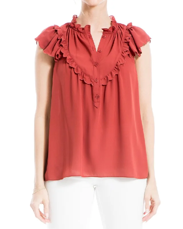 Max Studio Flutter Sleeve Blouse Sleeveless Chiffon Blouse