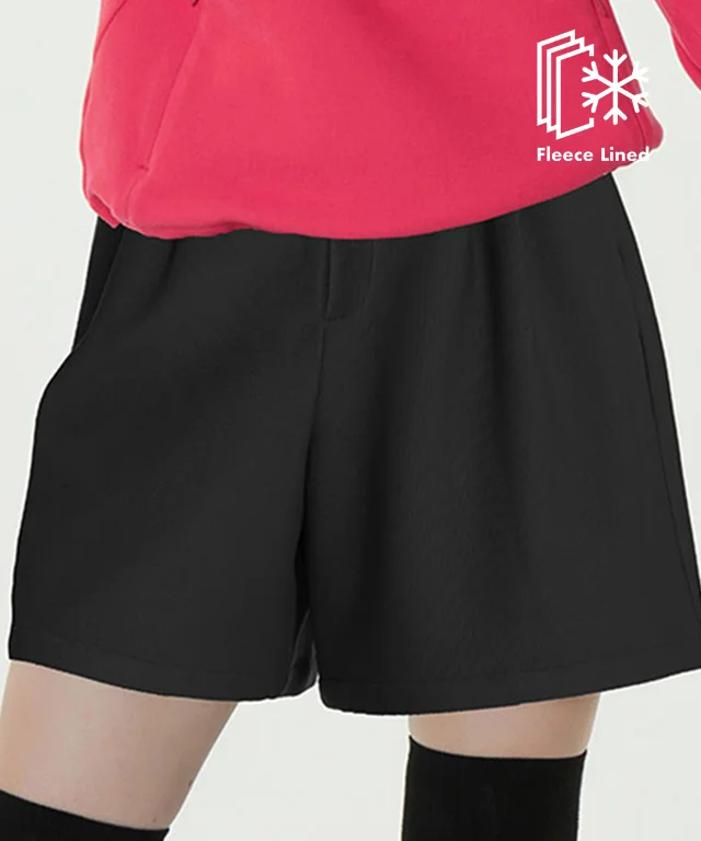 Cordublo Wide Half Pants - Black Relaxed Casual Leggings