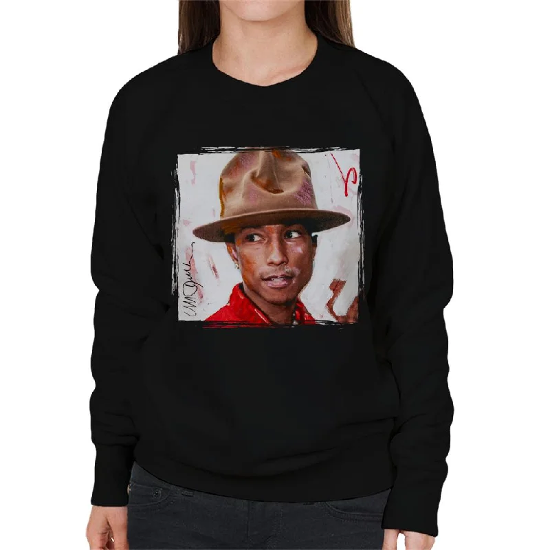 Sidney Maurer Original Portrait Of Pharrel Williams The Hat Women's Sweatshirt Hoodie with Patch Decorative Personalized