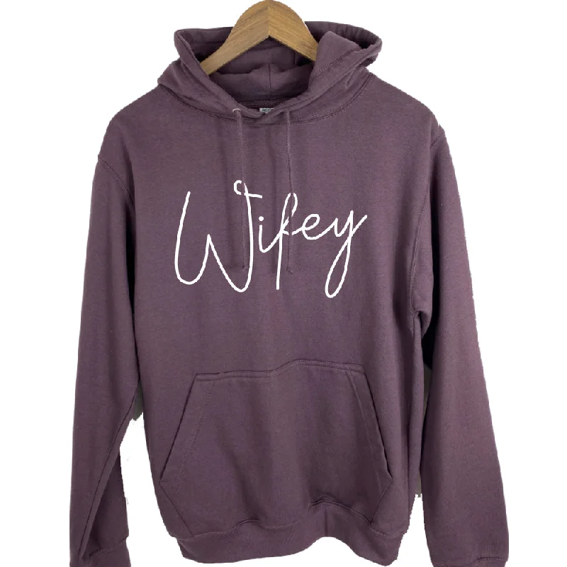 Wifey Script Hoodie (MRK X) Hoodie with Monochrome Minimalist Simple