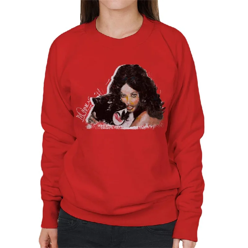 Sidney Maurer Original Portrait Of Naomi Campbell Panther Women's Sweatshirt Hoodie with Monochrome Minimalist Simple