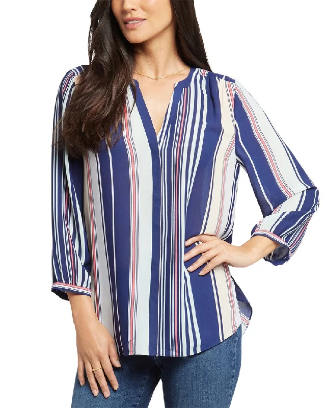 Nydj Pintuck Blouse Lightweight Chiffon Blouse