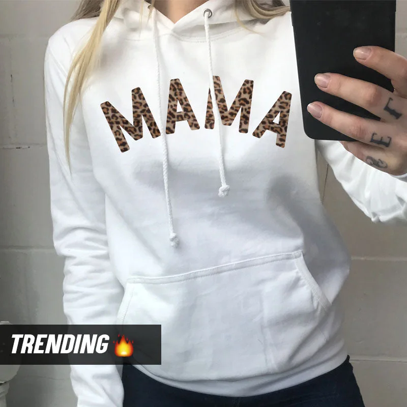 Mama Leopard Hoodie 00 (MRK X) Hoodie with Belted Waist Structured Tailored