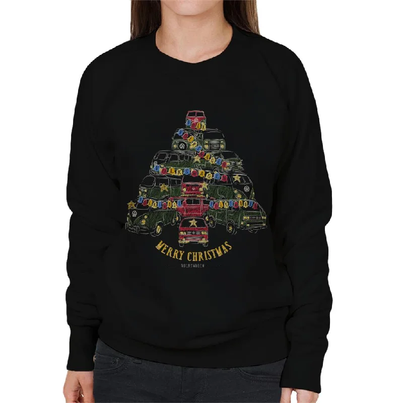 Volkswagen Christmas Tree Campers Women's Sweatshirt Hoodie with High-Low Hem Asymmetrical Trendy