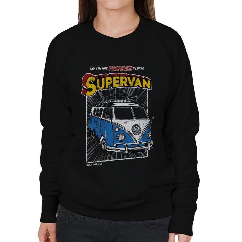 Volkswagen Comic Book Supervan Camper Women's Sweatshirt Hoodie with Tie-Dye Psychedelic Retro