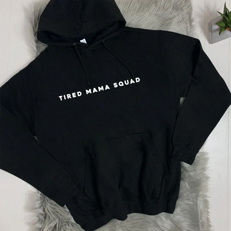 Tired Mama Squad Basic Hoodie (MRK X) Hoodie with Reflective Safety Nightwear