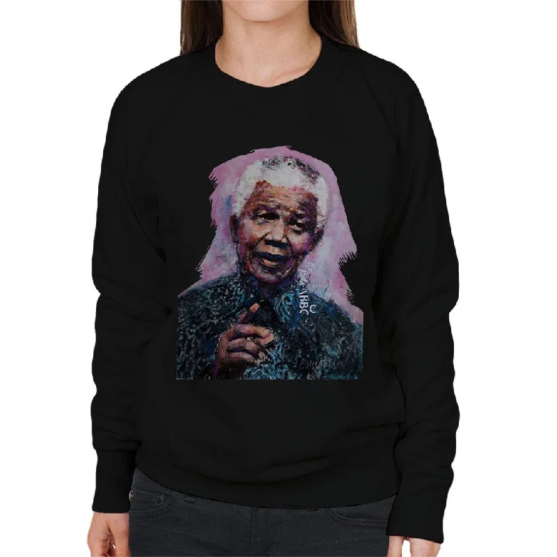 Sidney Maurer Original Portrait Of Nelson Mandela Women's Sweatshirt Hoodie with Pattern Geometric Abstract