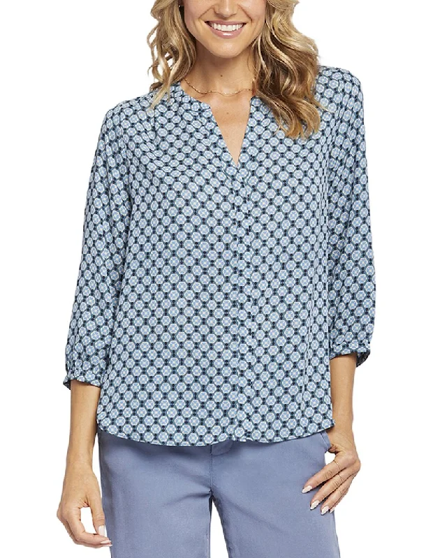 Nydj Pintuck Blouse Sweetheart Neck Blouse