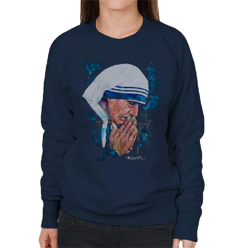 Sidney Maurer Original Portrait Of Mother Teresa Women's Sweatshirt Hoodie with High Neck Warm Protective