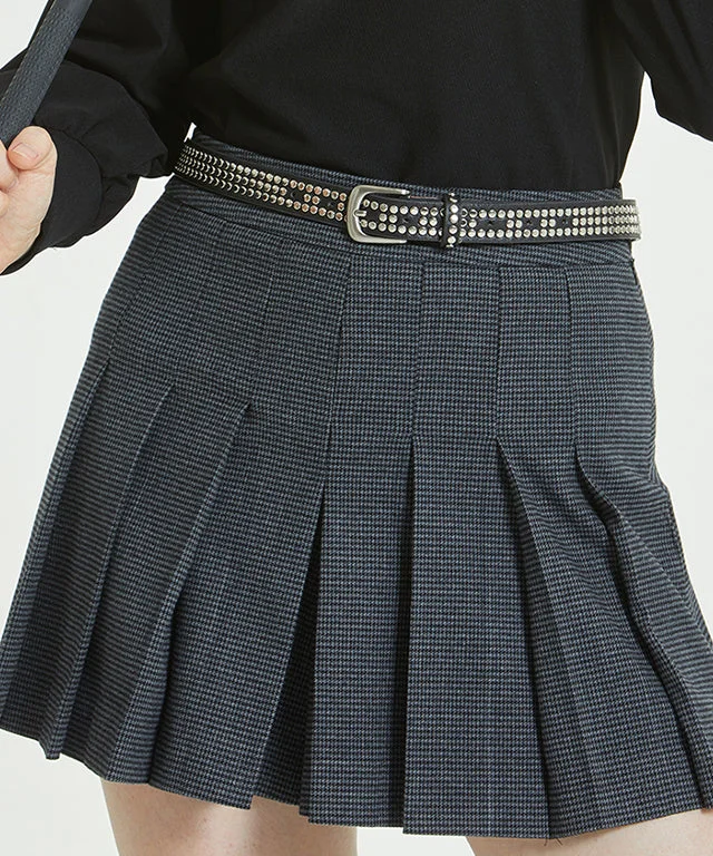 Check Pleated Wide Short Pants - Dark grey Comfortable Pleated Pants