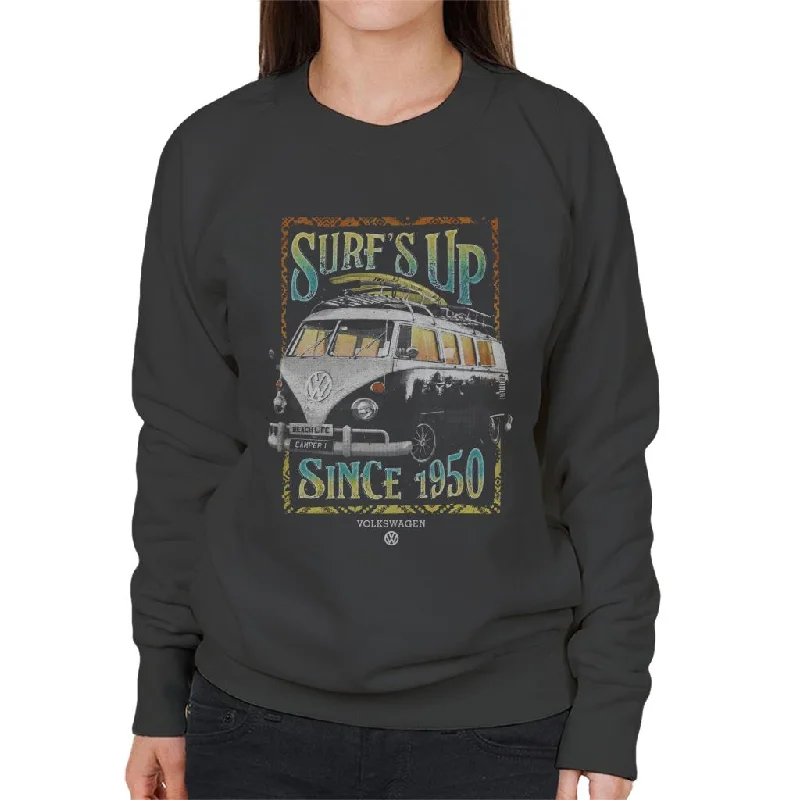 Volkswagen Camper Surfs Up Since 1950 Women's Sweatshirt Hoodie Crop Top Short Trendy