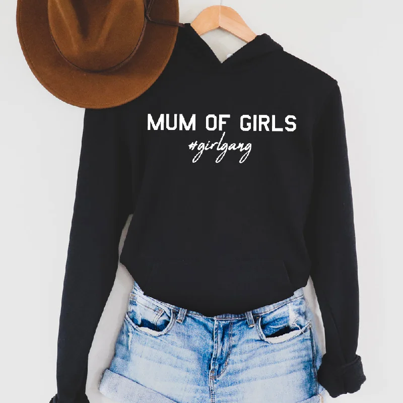 Mum of Girls (#GirlGang) Hoodie (MRK X) Hoodie with Hem Raw Edge Edgy Unfinished