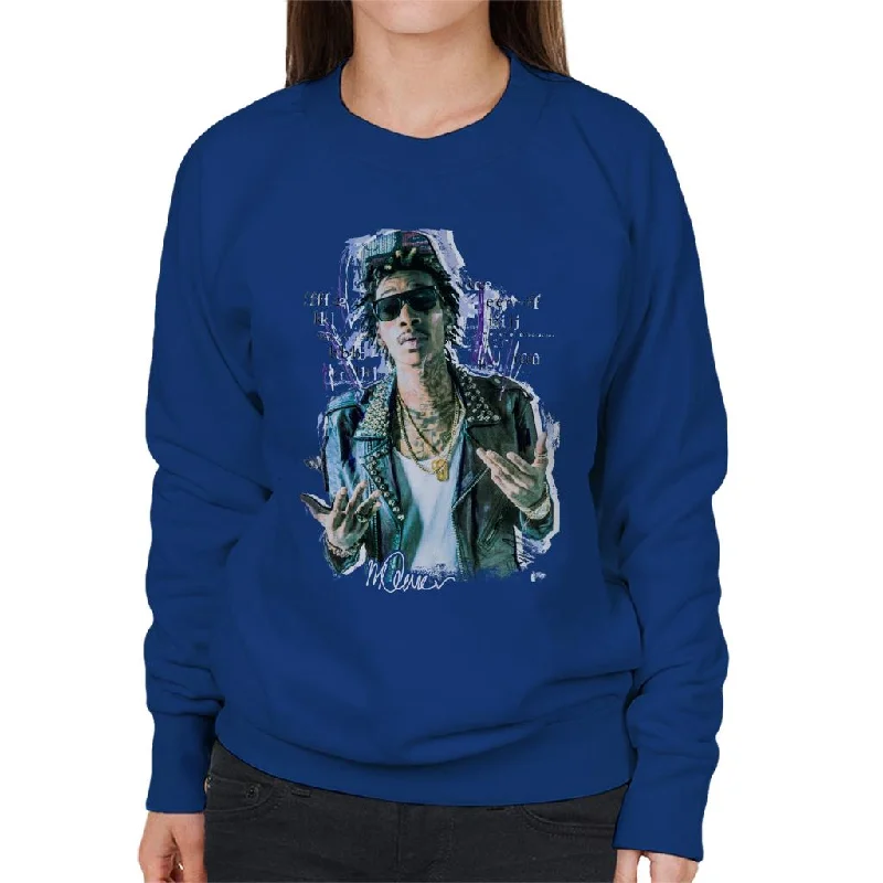 Sidney Maurer Original Portrait Of Rapper Wiz Khalifa Women's Sweatshirt Hoodie with Ribbed Cuffs Snug Fit Comfort