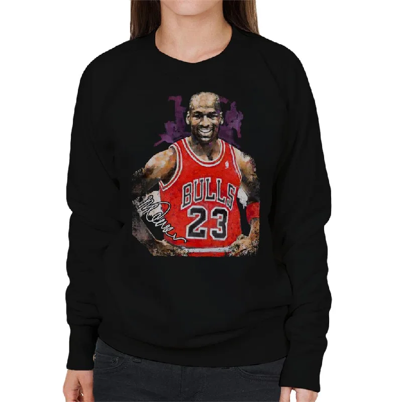 Sidney Maurer Original Portrait Of Michael Jordan Chicago Bulls Vest Women's Sweatshirt Hoodie with Earth Tones Natural Calm