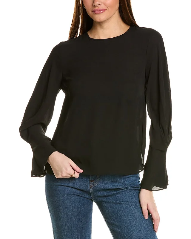 T Tahari Keyhole Blouse Chic Ruffle Blouse