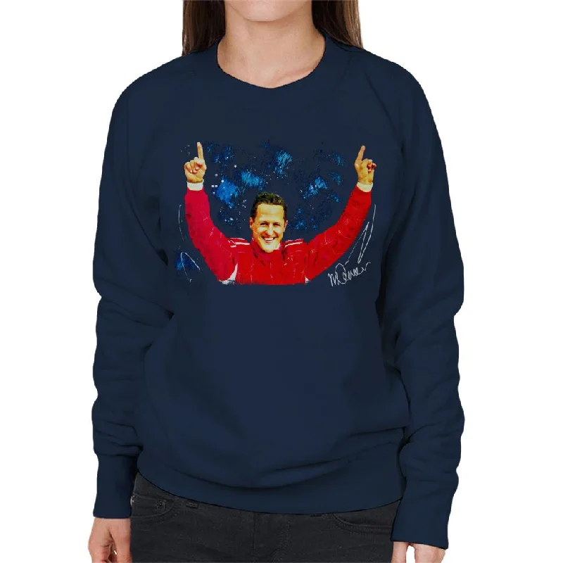 Sidney Maurer Original Portrait Of Michael Schumacher Ferrari Women's Sweatshirt Hoodie with Zipper Placket Modern Functional