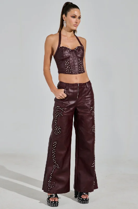 TEMPTATION'S BEST FRIEND PANT IN BURGUNDY Classic Flared Pants