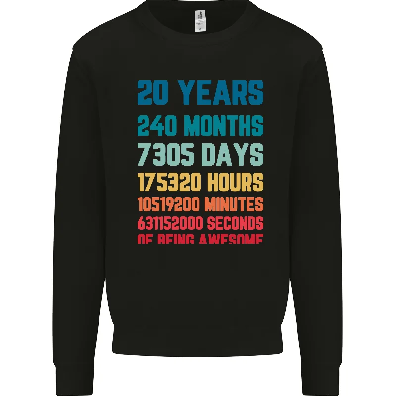 20th Birthday 20 Year Old Men's Personalised Sweatshirt Jumper with Name Customisation Hoodie with Drawstring Waist Adjustable Fitted