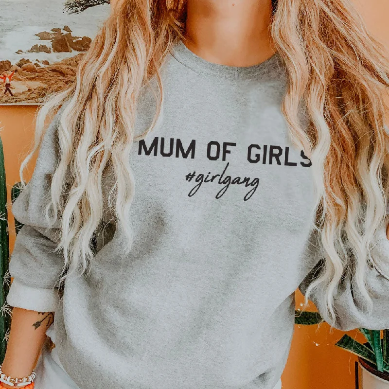 Mum of Girls (#GirlGang) Sweatshirt (MRK X) Hoodie with Hem Raw Edge Edgy Unfinished