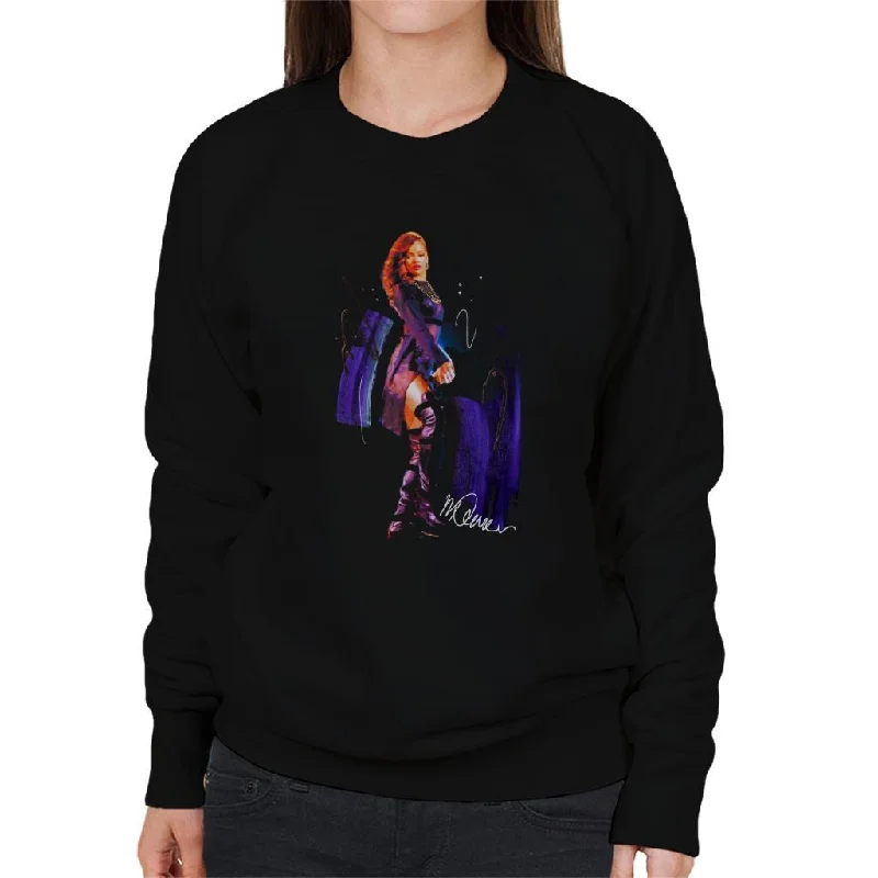 Sidney Maurer Original Portrait Of Rihanna Long Boots Women's Sweatshirt Hoodie with Exposed Zipper Edgy Industrial