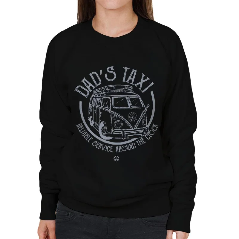 Volkswagen Reliable Service Dads Taxi Camper Women's Sweatshirt Hoodie with Hem Raw Edge Edgy Unfinished