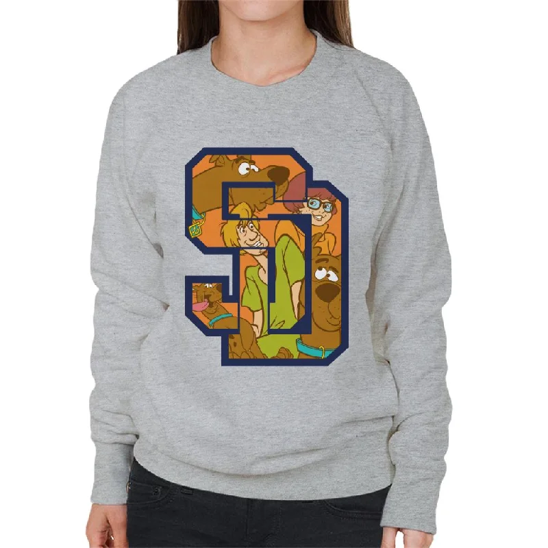 Scooby Doo Interlocking SD Women's Sweatshirt Hoodie with Set-In Sleeves Structured Classic