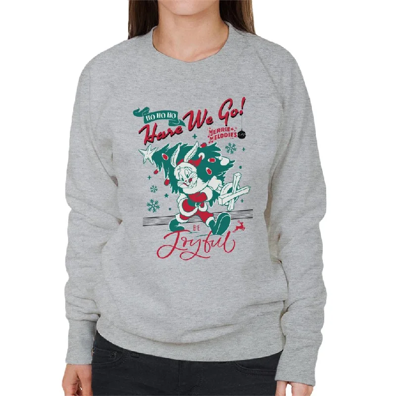 Looney Tunes Christmas Bugs Bunny Be Joyful Women's Sweatshirt Hoodie with Emblem Brand Identity