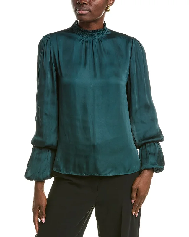 T Tahari Mock Neck Woven Blouse Romantic Lace Blouse