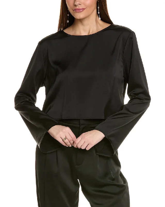 Wayf Cropped Blouse Lightweight Chiffon Blouse