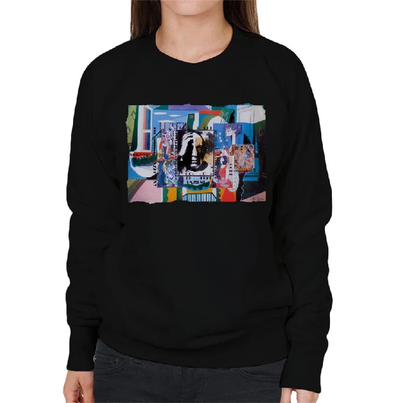 Sidney Maurer Original Portrait Of Pablo Picasso With Artwork Women's Sweatshirt Hoodie with Hem Lace Feminine Delicate