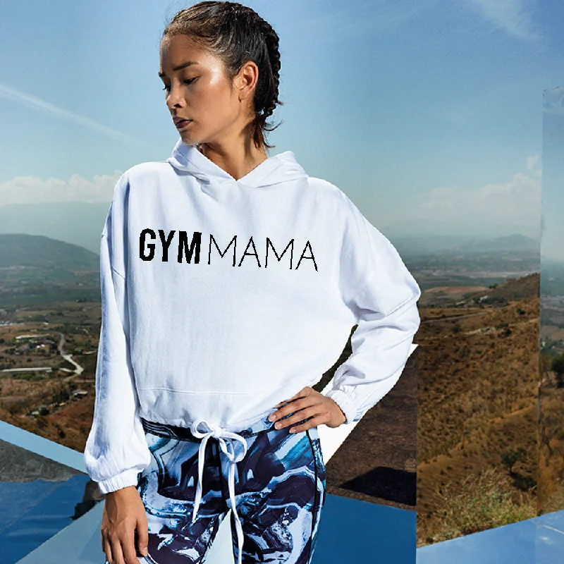 Gym Mama Big Logo Cropped Hoodie (MRK X) Hoodie with Slim Fit Tailored Modern