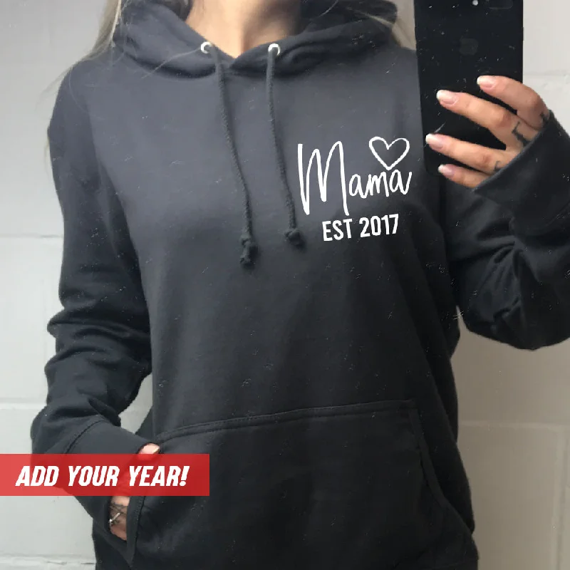 Personalised Mama Established Hoodie (MRK X) Hoodie with Raglan Sleeves Sporty Comfortable