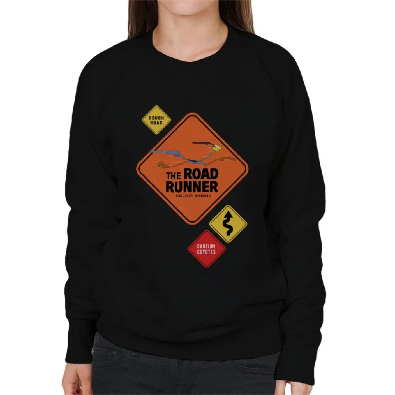 Looney Tunes The Road Runner Signs Women's Sweatshirt Hoodie with Stripes Bold Sporty