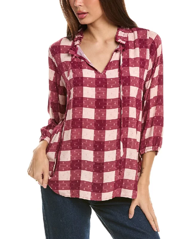 Bobeau Tie Neck Blouse Lightweight Tunic Blouse