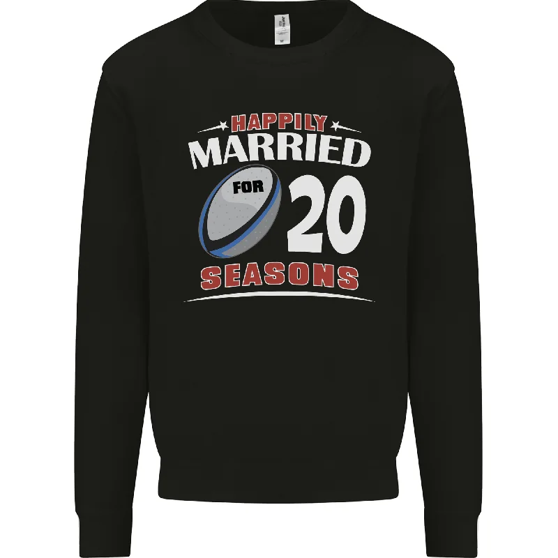 20 Year Wedding Anniversary 20th Rugby Mens Sweatshirt Jumper Hoodie with Relaxed Fit Easy Casual